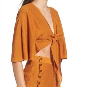 The East Order Amelie Tie Front Crop Top Pumpkin Size Small NWT